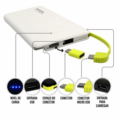 Power Bank 5000mAh ou 10000mAh com Cabo Micro USB Integrado — imagem 1 de 7