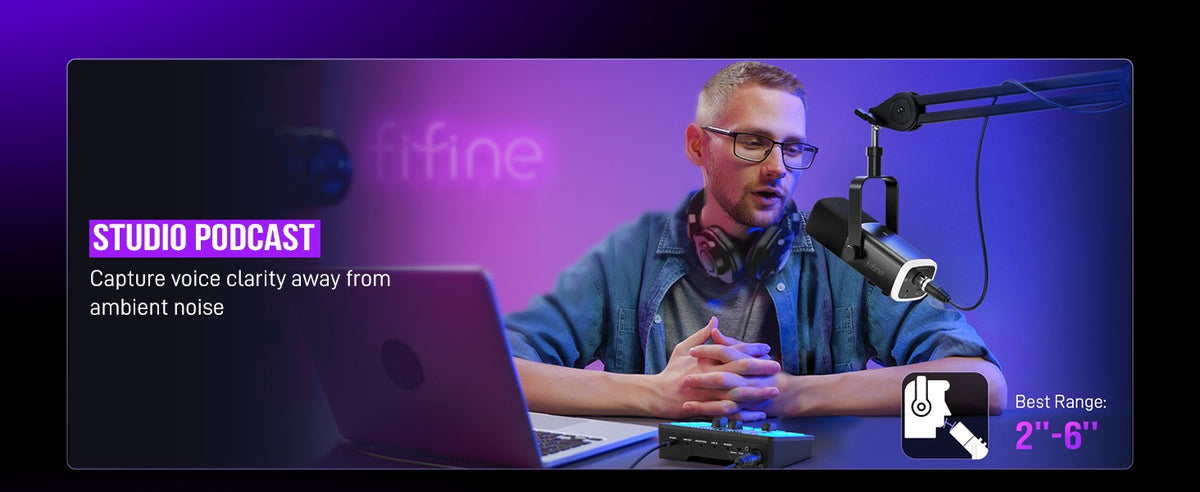 Microfone Dinâmico FIFINE AM8 USB-C e XLR com RGB — imagem 6 de 19