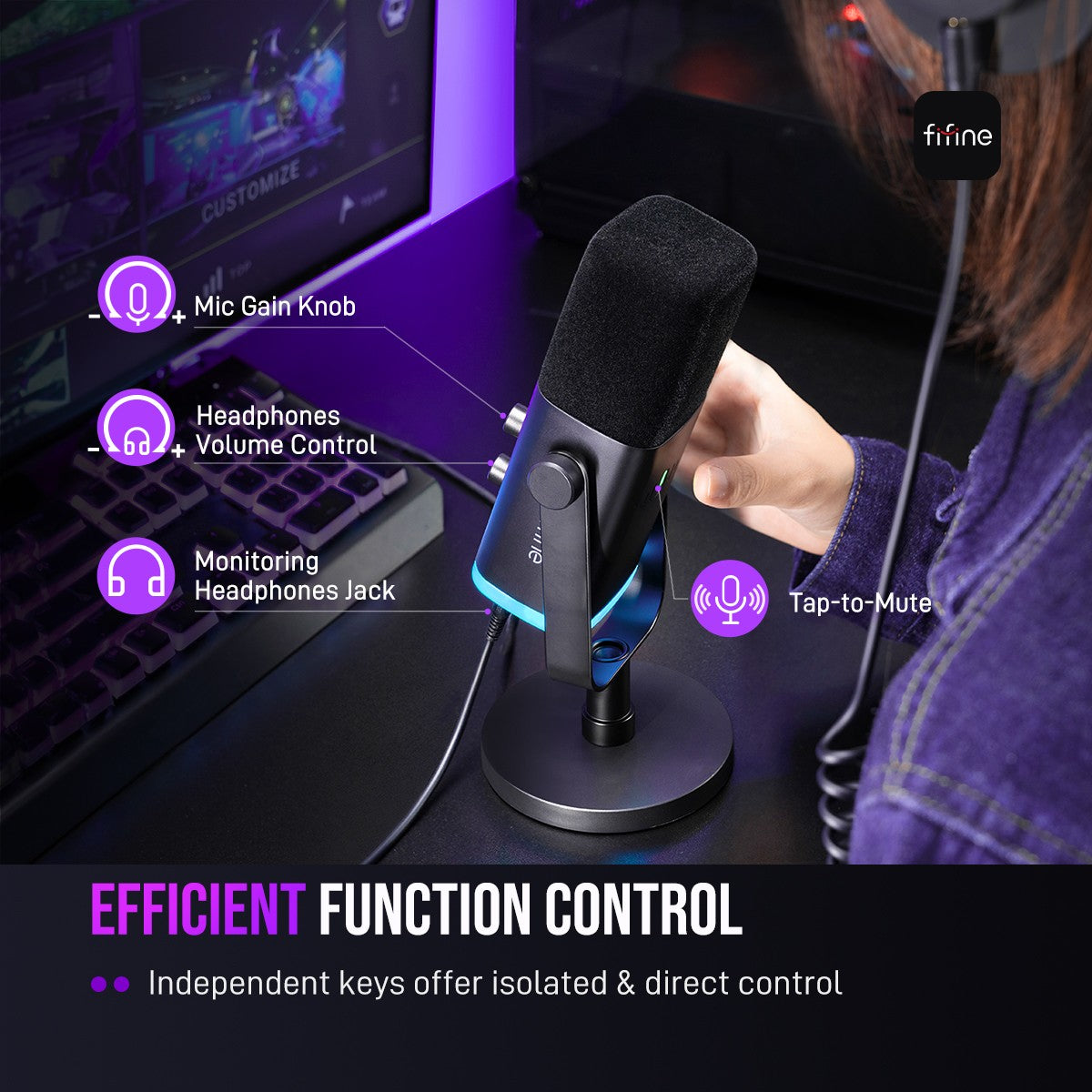 Microfone Dinâmico FIFINE AM8 USB-C e XLR com RGB — imagem 17 de 19