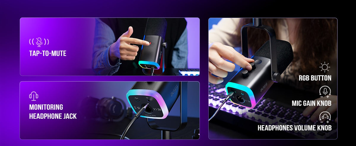 Microfone Dinâmico FIFINE AM8 USB-C e XLR com RGB — imagem 19 de 19