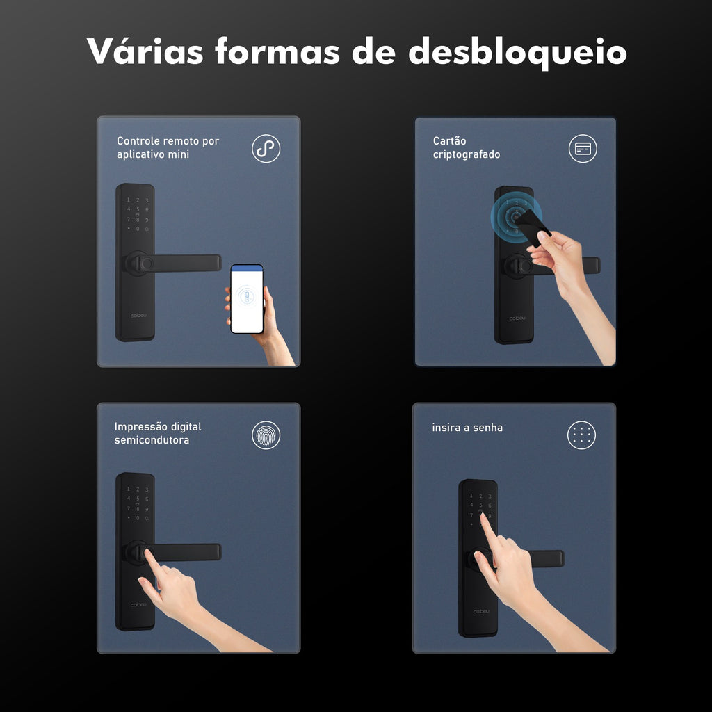 Fechadura Inteligente Biométrica com Senha, Cartão e Bluetooth — imagem 7 de 10
