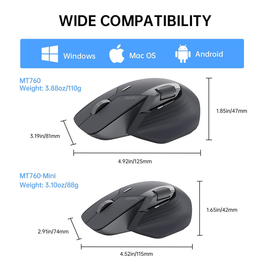 Mouse Rapoo MT760L ou MT760M Multimodo Recarregável 4000 DPI — imagem 4 de 8