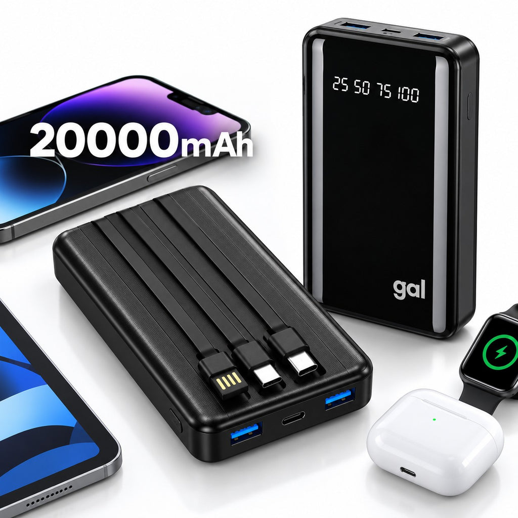 Power Bank 20000mAh com Cabos Integrados e Visor de Carga — imagem 9 de 9