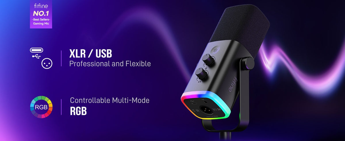 Microfone Dinâmico FIFINE AM8 USB-C e XLR com RGB — imagem 3 de 19