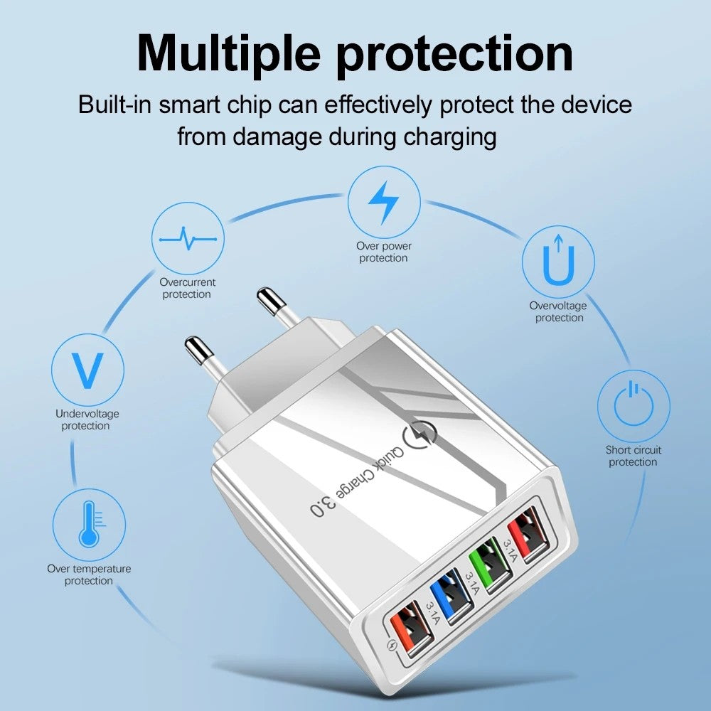 Carregador USB 4 Portas Quick Charge 3.0 — 20W com Carga Rápida — imagem 7 de 8