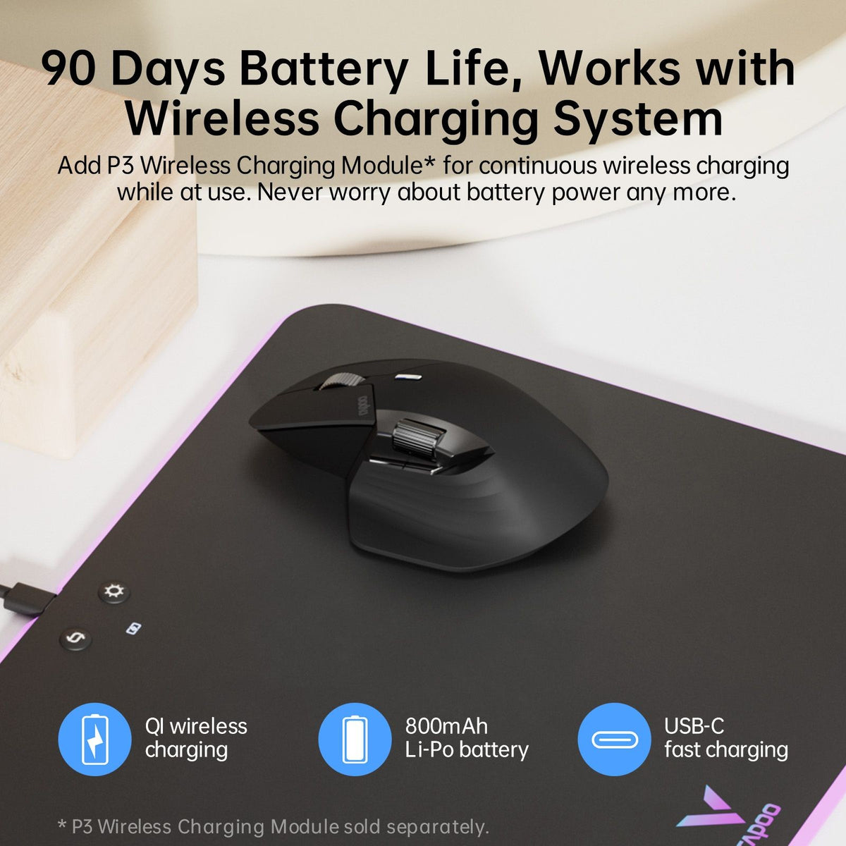 Mouse Rapoo MT760L ou MT760M Multimodo Recarregável 4000 DPI — imagem 8 de 8