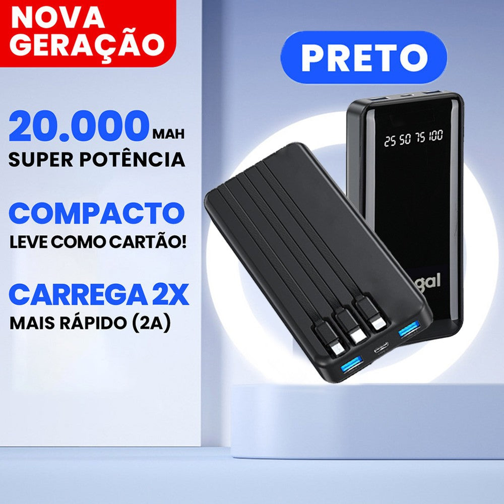 Power Bank 20000mAh com Cabos Integrados e Visor de Carga — imagem 6 de 9