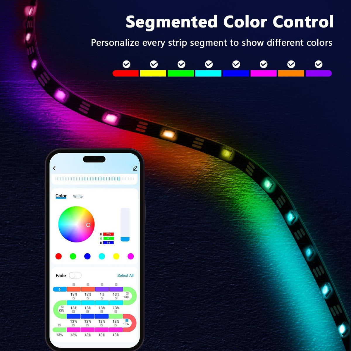 Fita LED RGBIC Endereçável com Controle por App de 1 a 30 m — imagem 2 de 8