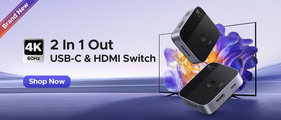 Switch HDMI 2.1 UGREEN 8K 60Hz — 2 Entradas 1 Saída para PS5 e Xbox
