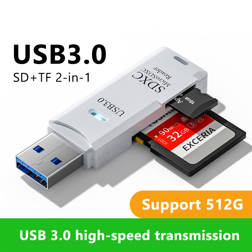 Leitor de Cartão USB 3.0 2 em 1 — SD, Micro SD e TF