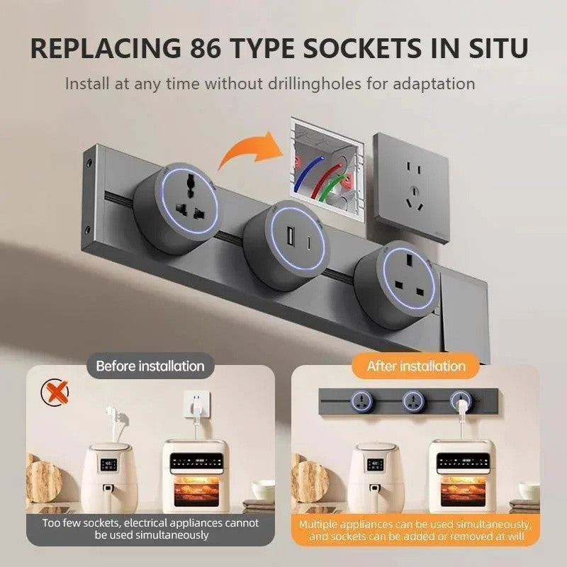 Tomada de Trilho Universal Modular de Parede com Interruptor — imagem 1 de 34