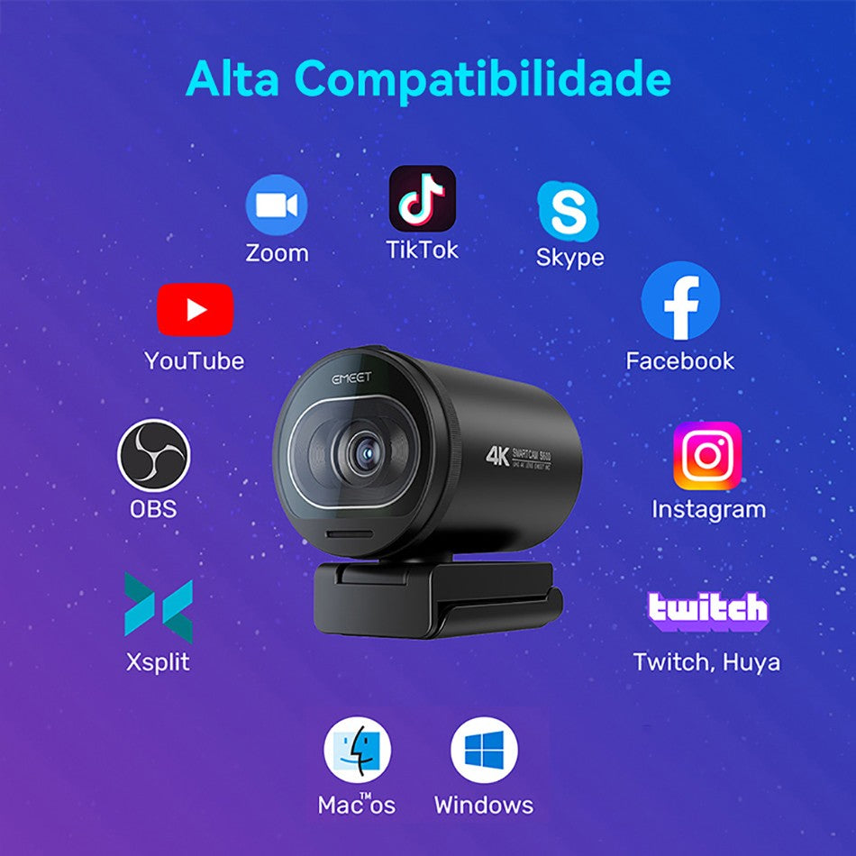 Webcam EMEET S600 4K com Autofoco e Microfones Duplos — imagem 11 de 13