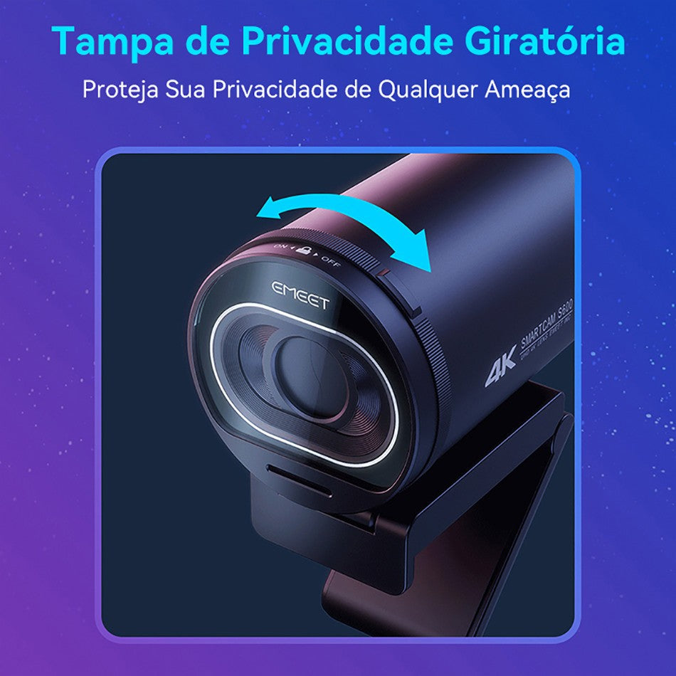Webcam EMEET S600 4K com Autofoco e Microfones Duplos — imagem 7 de 13