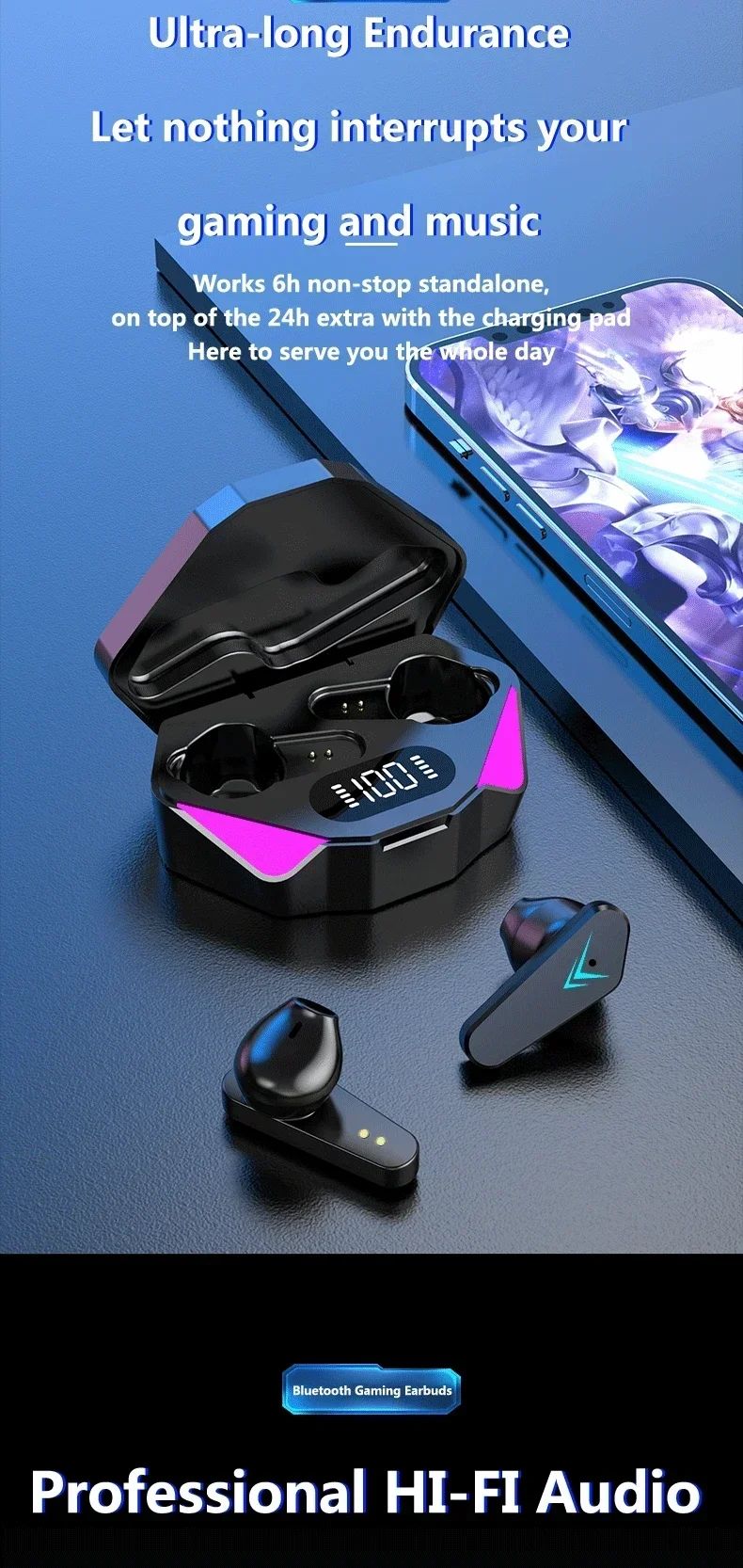 Fone Gamer Bluetooth AR X15 65ms Baixa Latência — Som Imersivo — Hive