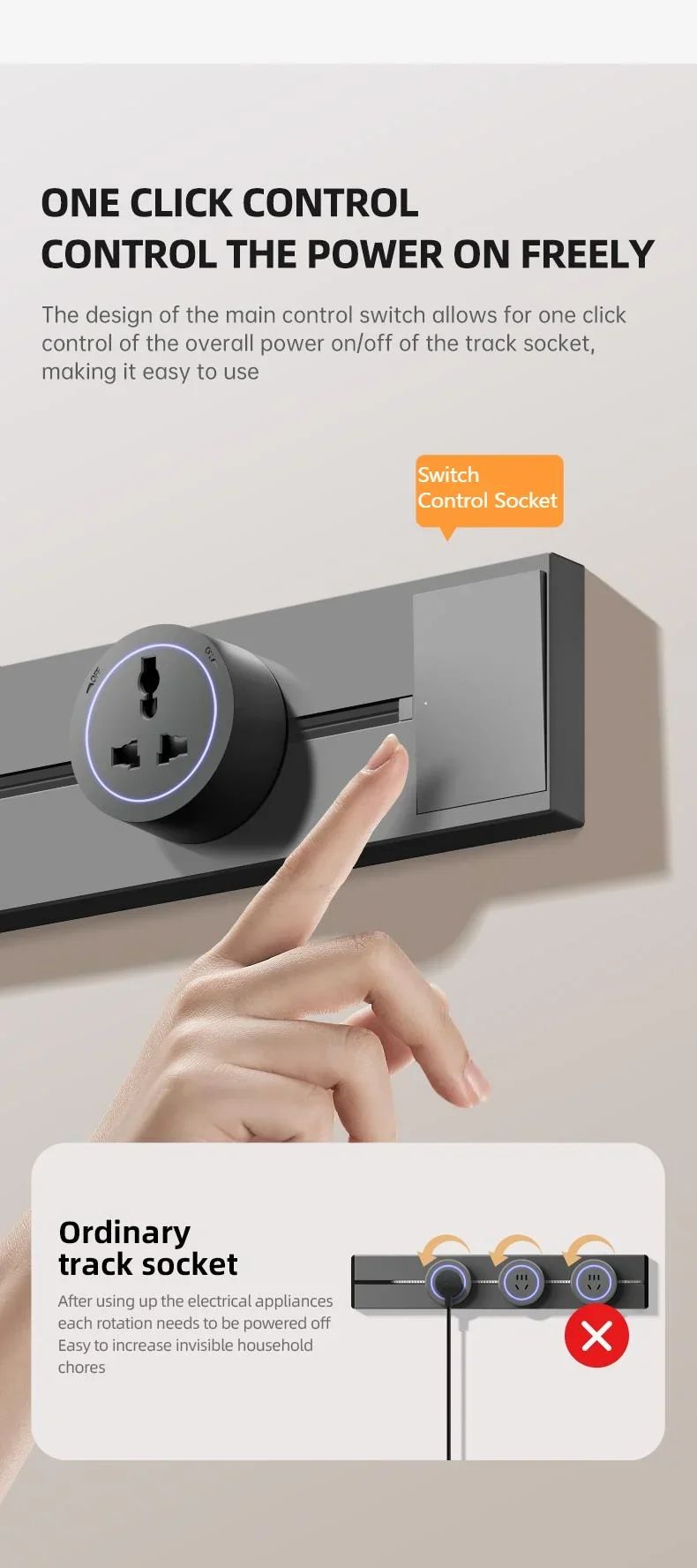 Tomada de Trilho Universal Modular de Parede com Interruptor — imagem 3 de 34