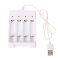 Carregador de Pilhas AA e AAA USB — 4 Slots com Proteção contra Curto-Circuito