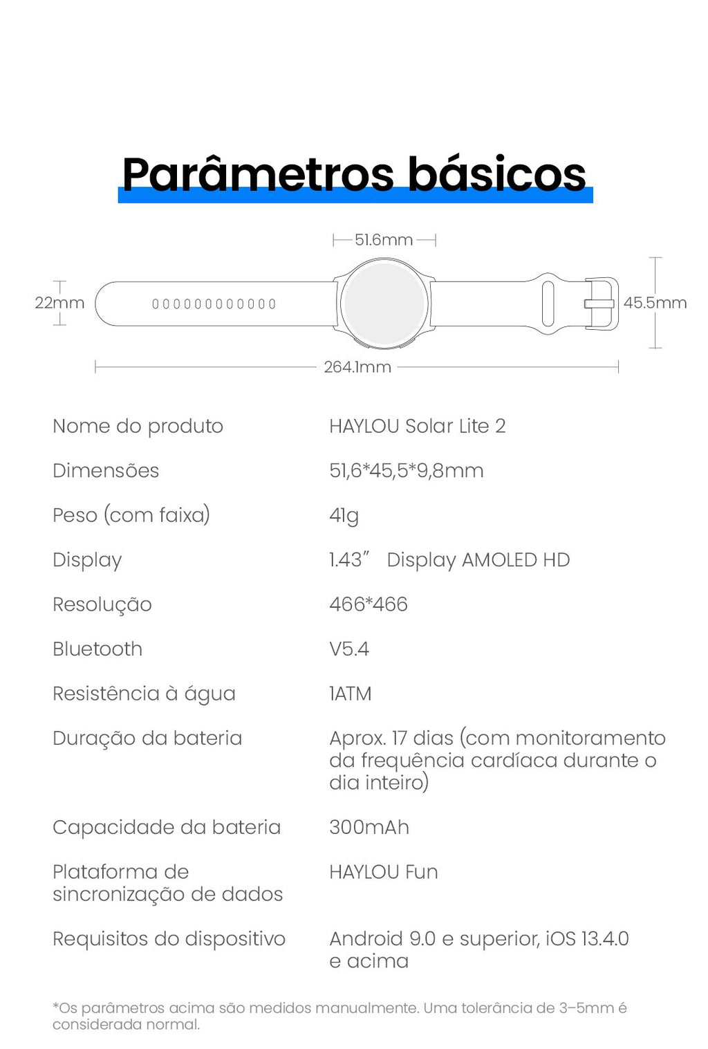 Smartwatch Haylou Solar Lite 2 com Tela AMOLED 1,43" e Bluetooth 5.4 — imagem 5 de 29