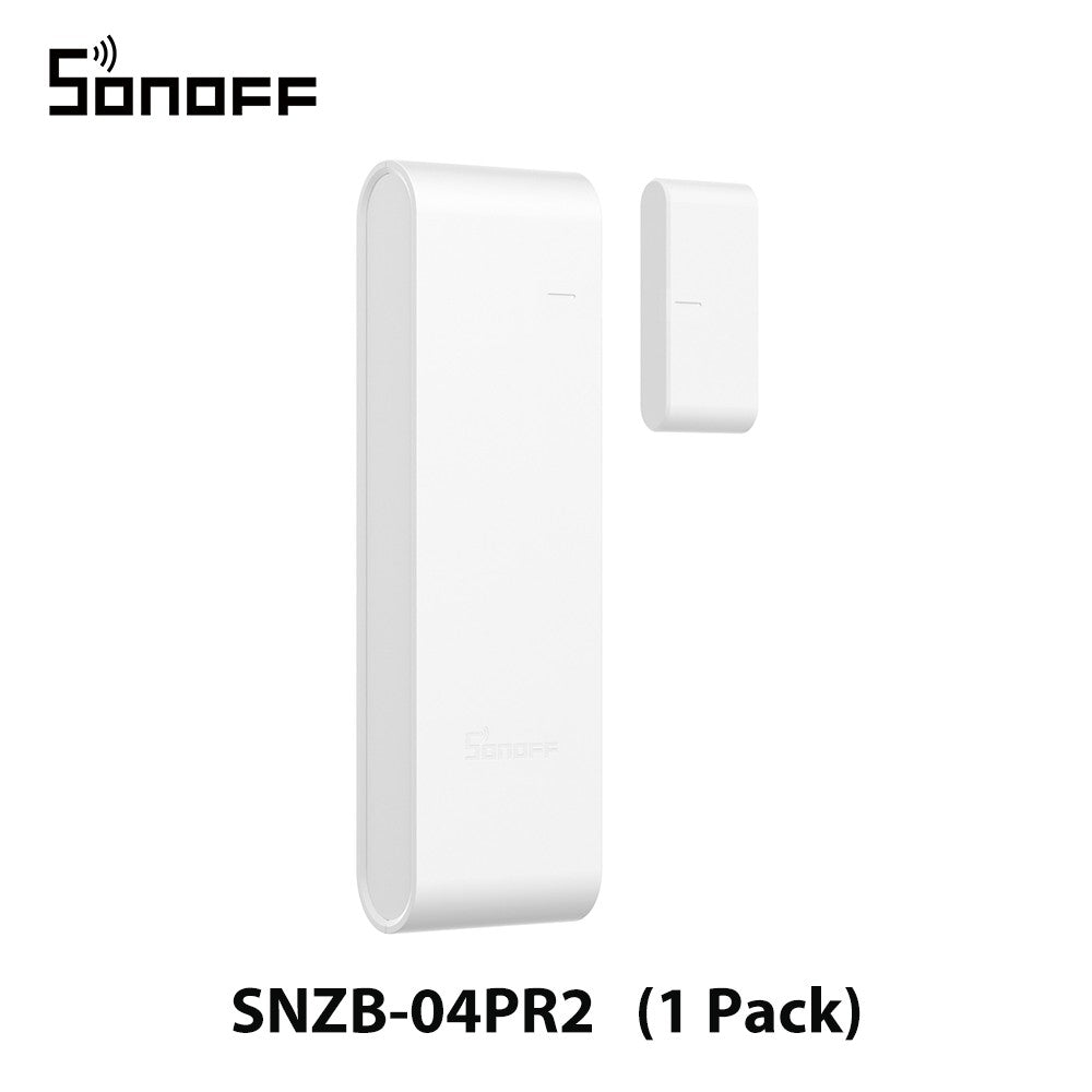 Sensor SONOFF SNZB-04PR2 branco com transmissor e ímã, apresentado na opção de uma unidade.