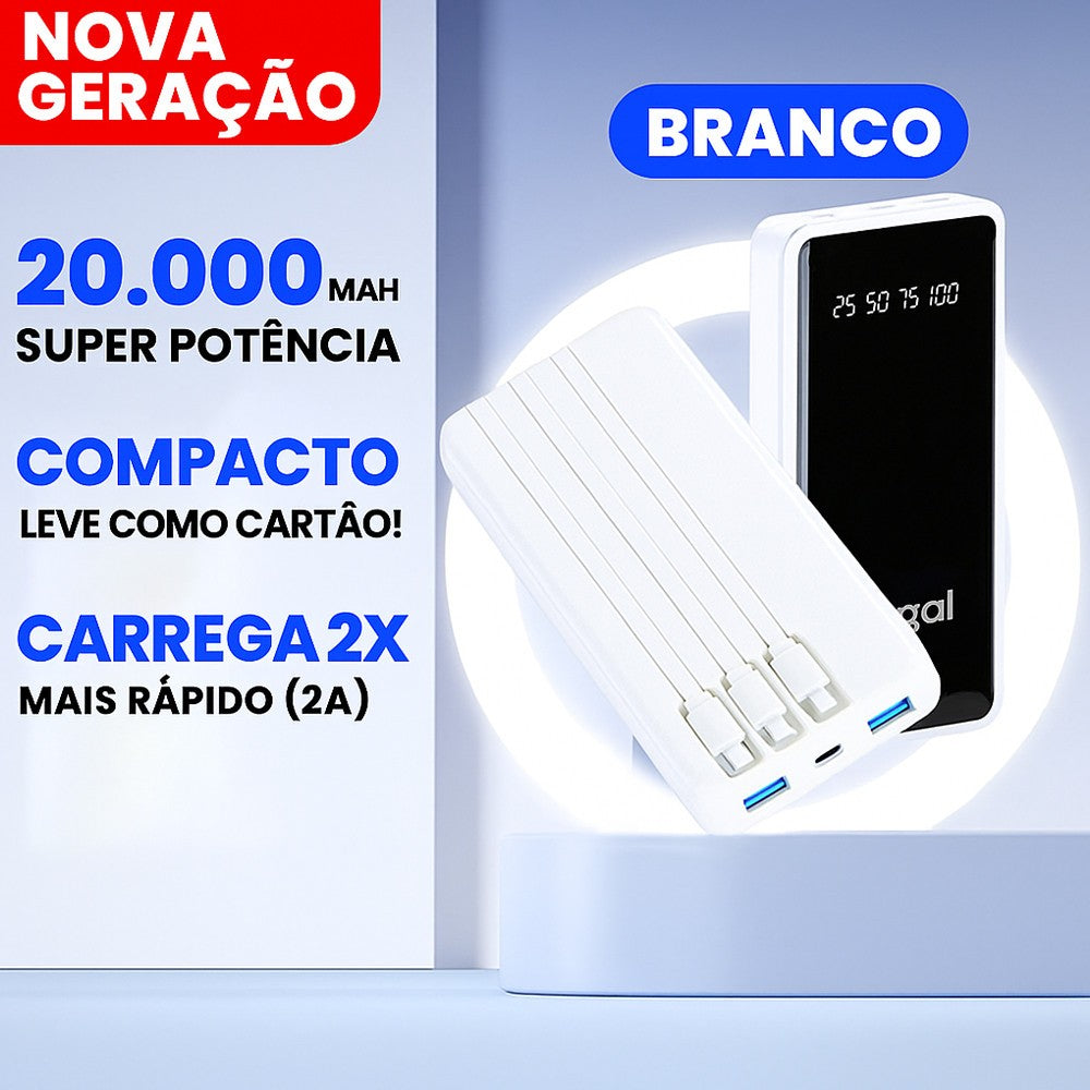Power Bank 20000mAh com Cabos Integrados e Visor de Carga — imagem 8 de 9
