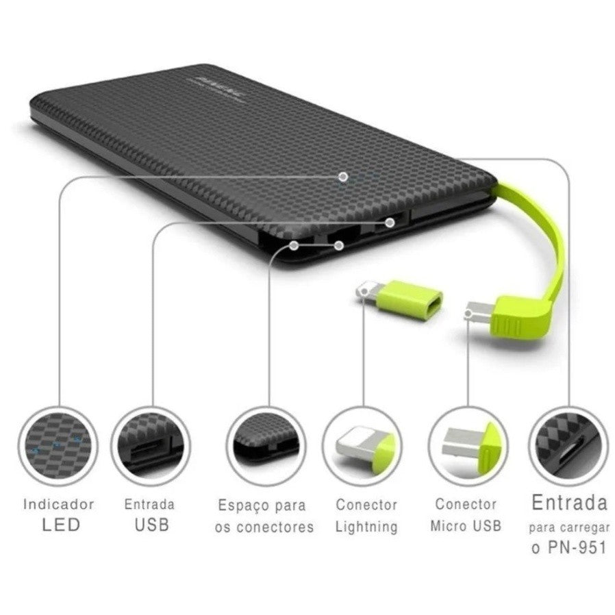 Carregador Portátil 10000mAh Pineng PN-951 Bateria Externa — Hive