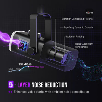 Microfone Dinâmico FIFINE AM8 USB-C e XLR com RGB — imagem 1 de 19