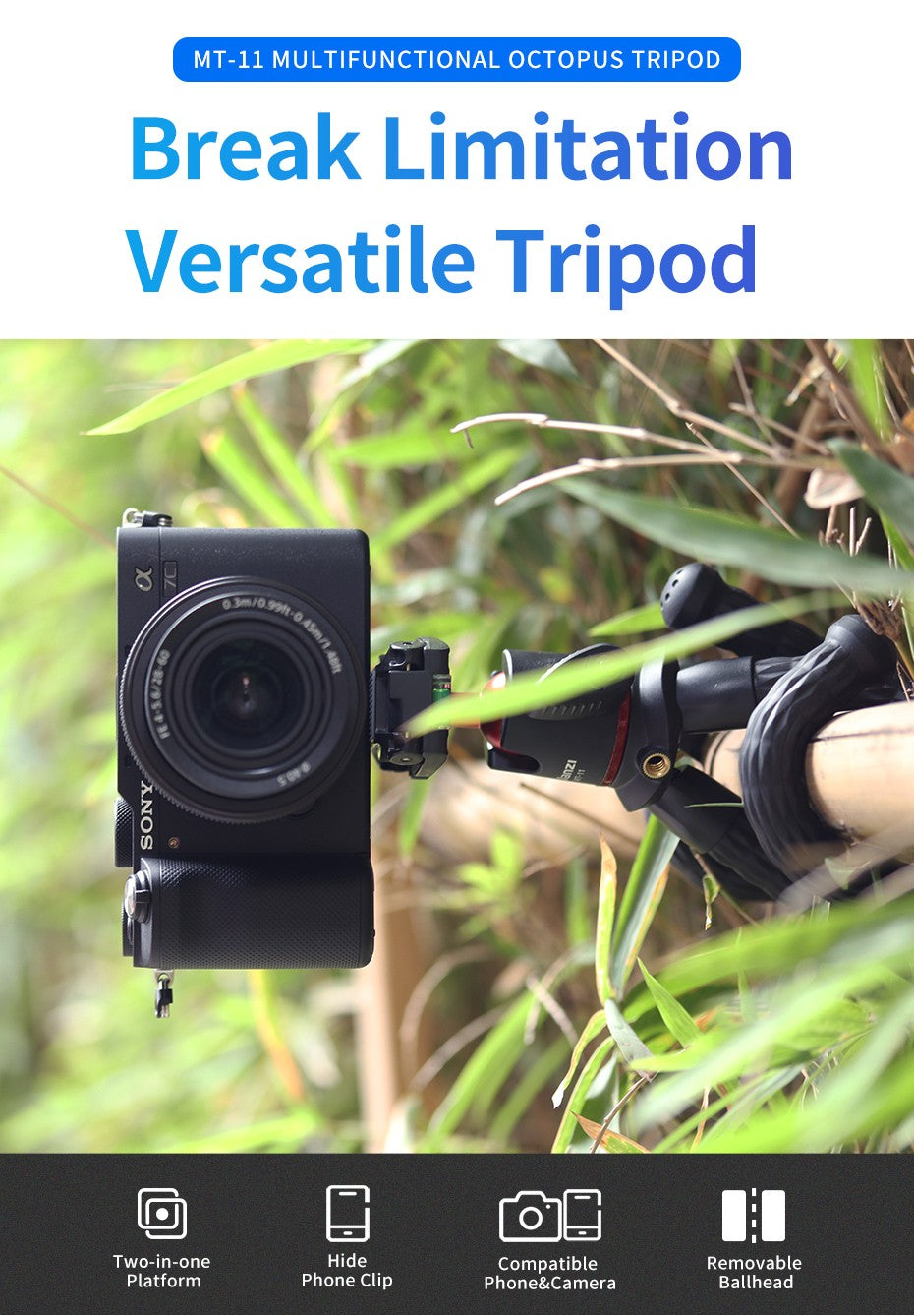 Mini Tripé Flexível Ulanzi MT-11 — GoPro, Smartphone e DSLR