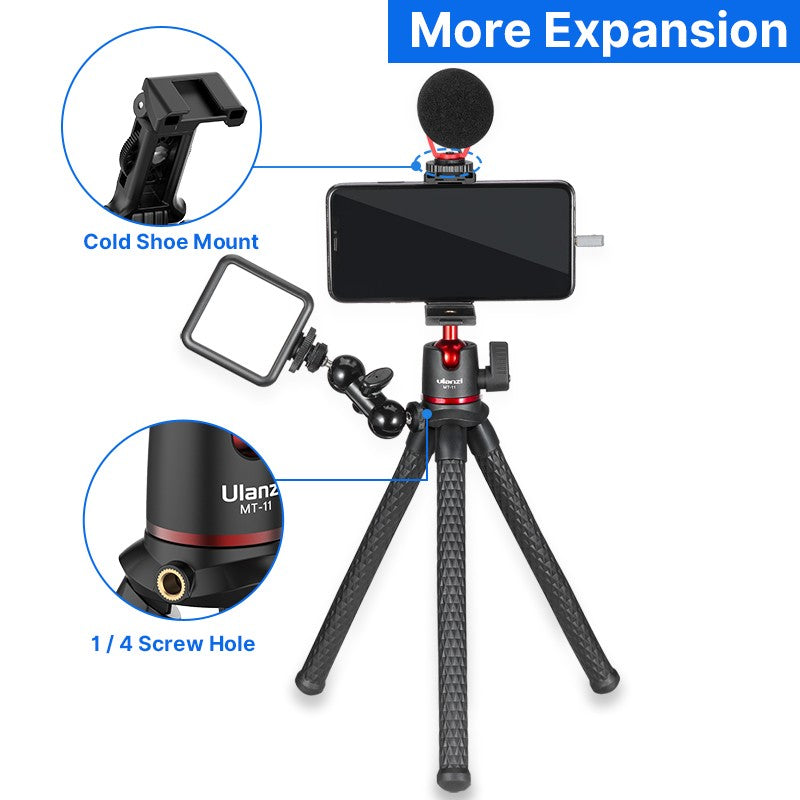 Mini Tripé Flexível Ulanzi MT-11 — GoPro, Smartphone e DSLR