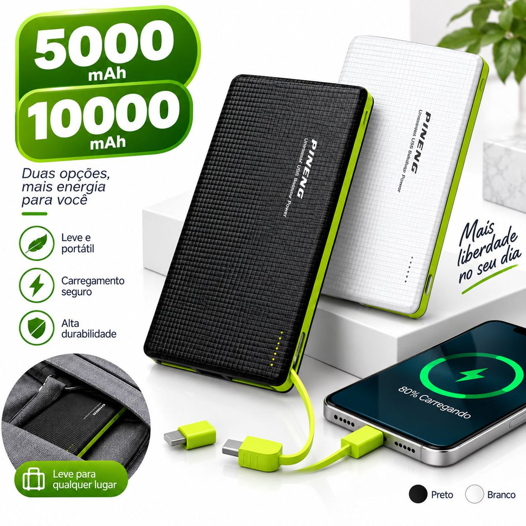 Power Bank 5000mAh ou 10000mAh com Cabo Micro USB Integrado — imagem 5 de 7