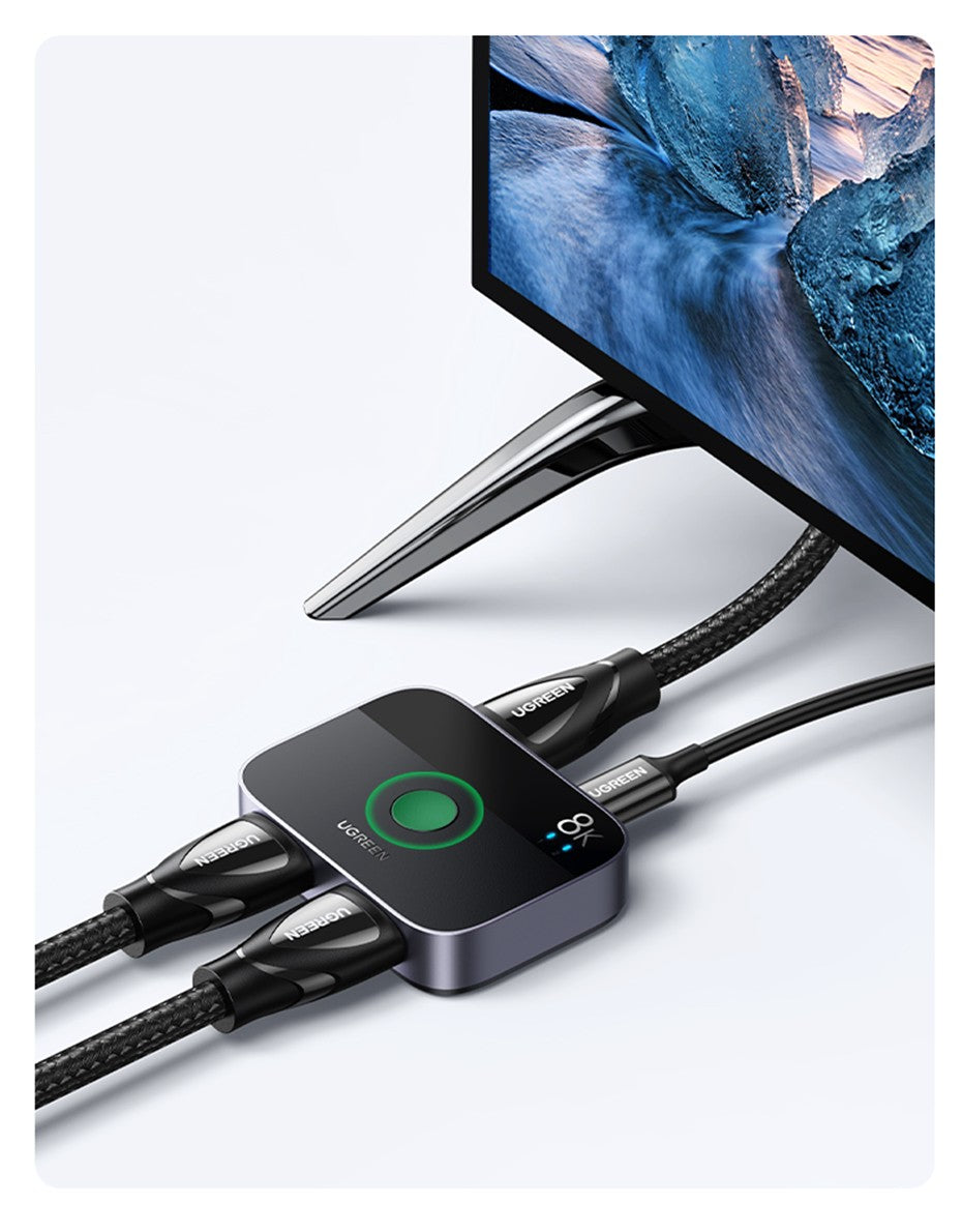 Switch HDMI 2.1 UGREEN 8K 60Hz — 2 Entradas 1 Saída para PS5 e Xbox